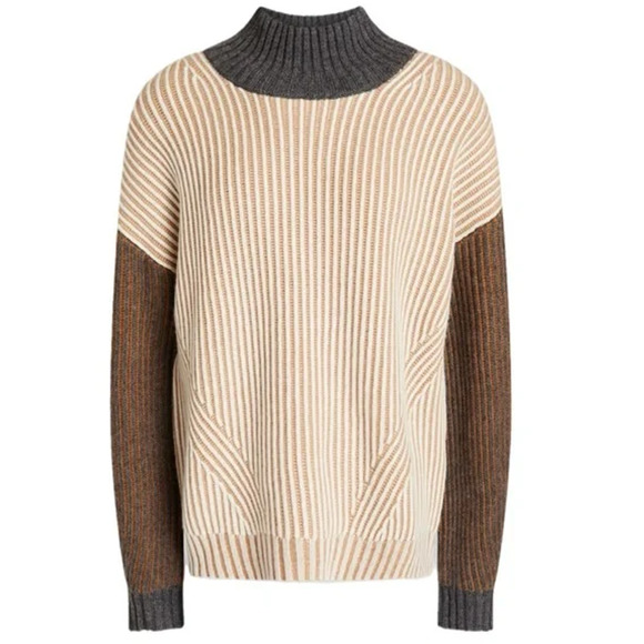 NEW! NAADAM Size Small Fisherman Colorblock Turtleneck Sweater $445 msrp J7-5 - Picture 1 of 12